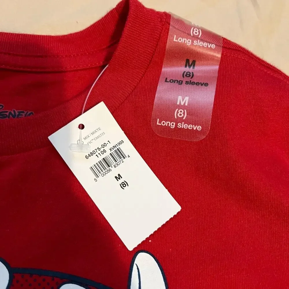 NWT Gap Girls Red Long Sleeve Disney Character Graphic Tee Kids Size Medium